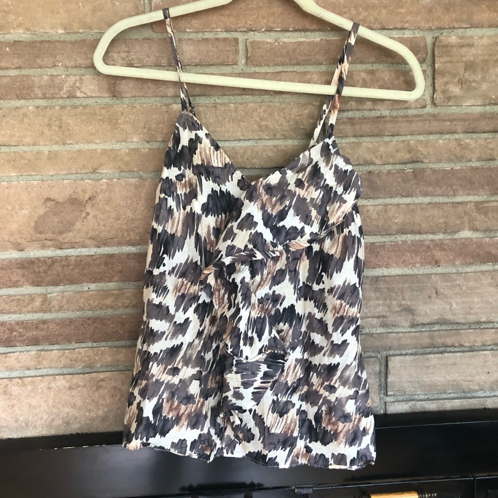 7 For All Mankind Leopard Ruffle Cami Top - Picture 2 of 10